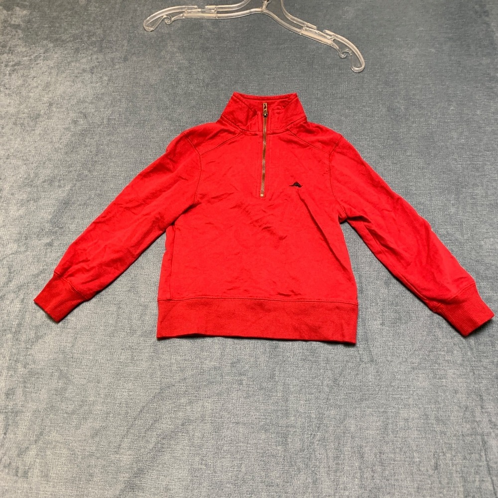 Tommy Bahama Sweater Kids XS 4 Red Long Sleeve Quarter-Zip Winter Pullover
